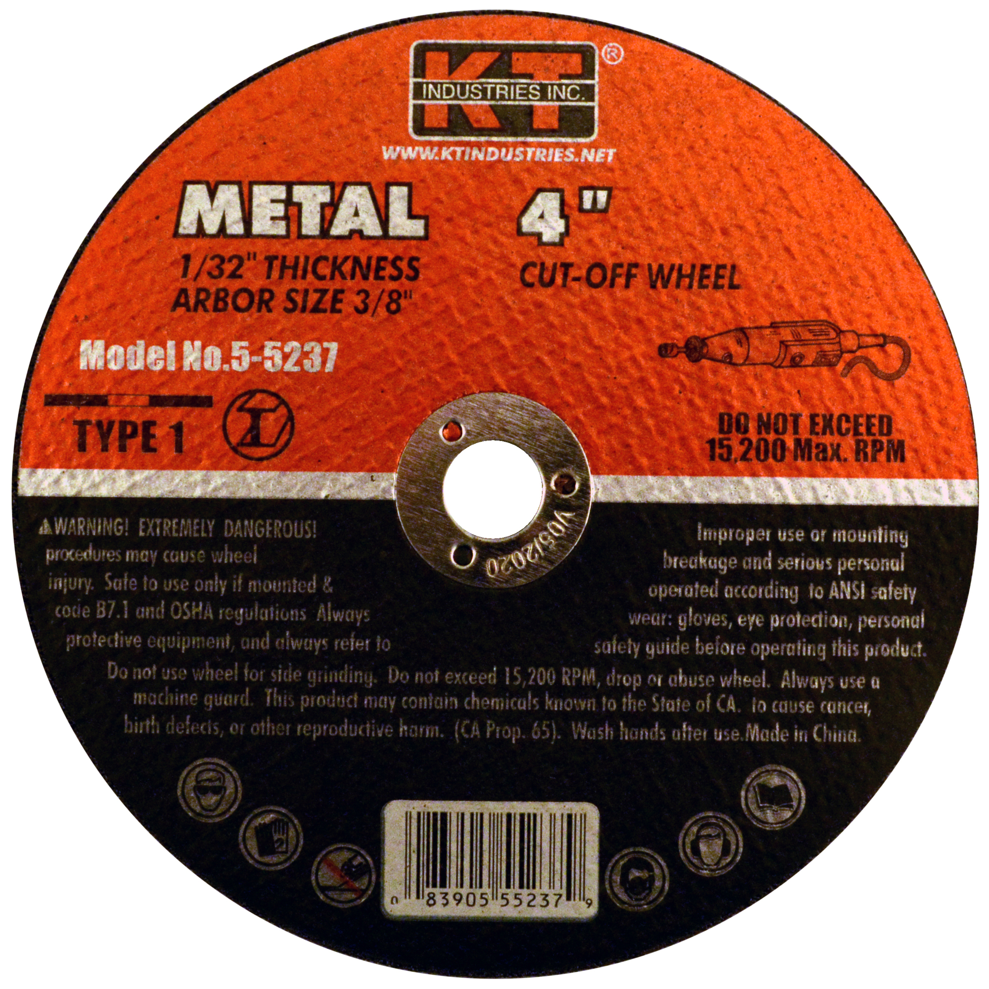 K-T Industries Cutting Wheel — 4in. x 1/32in. x 3/8in., Metal, 10 Pk., Model# 5-5237